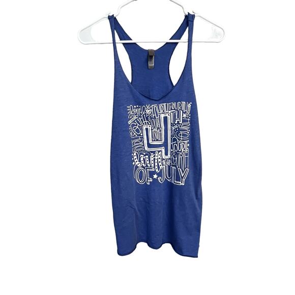 Next Level Apparel Tops - Next Level Apparel Blue White 4th Of July American Racerback Muscle Tank Size L